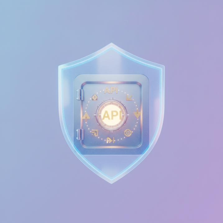 시크릿 매니저를 통해 안전하게 보호되고 있는 API 키와 데이터 보안 테마의 중심 이미지