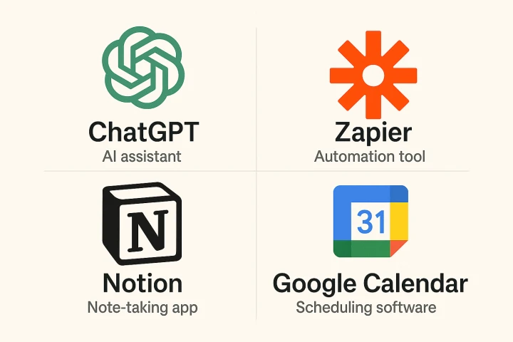 GPT, Notion, Zapier, Calendar 도구 기능 요약