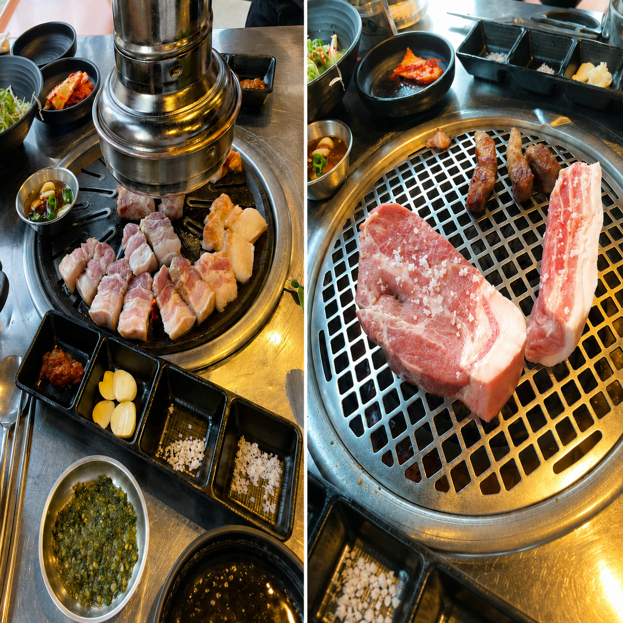 제주 흑돼지와 지리산 흑돼지 삼겹살, 목살 비교