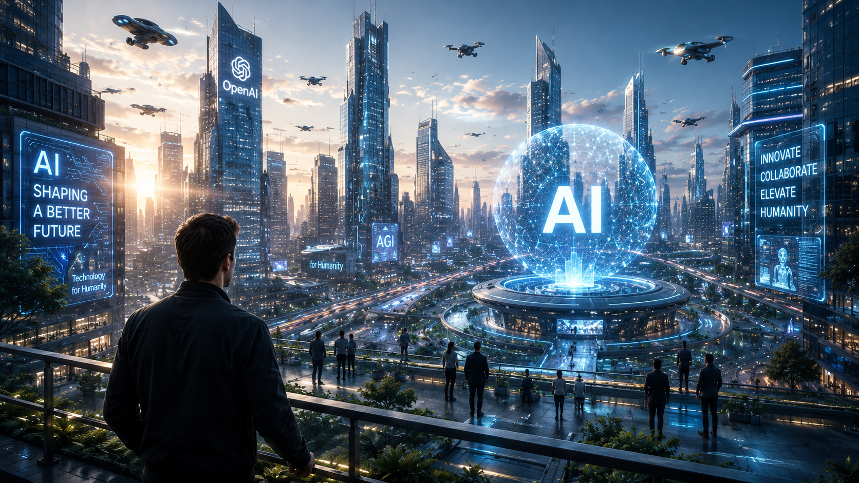 Futuristic smart city powered by artificial intelligence and advanced digital infrastructure