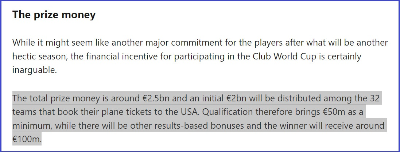 알트태그-원풋볼에서 보도한 상금 관련 기사