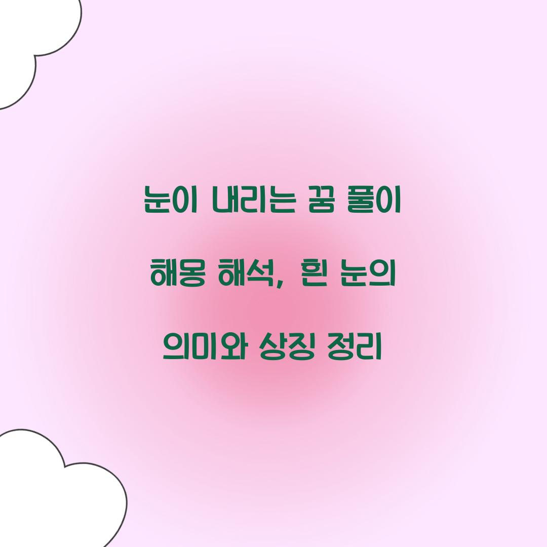 눈이 내리는 꿈 풀이 해몽 해석