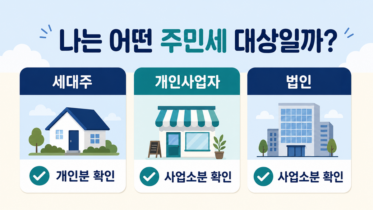 세대주 개인사업자 법인의 주민세 납부 대상 빠른 확인