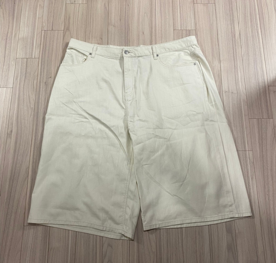 무신사스탠다드 린넨 라이크 롱 버뮤다 데님 팬츠 [크림]