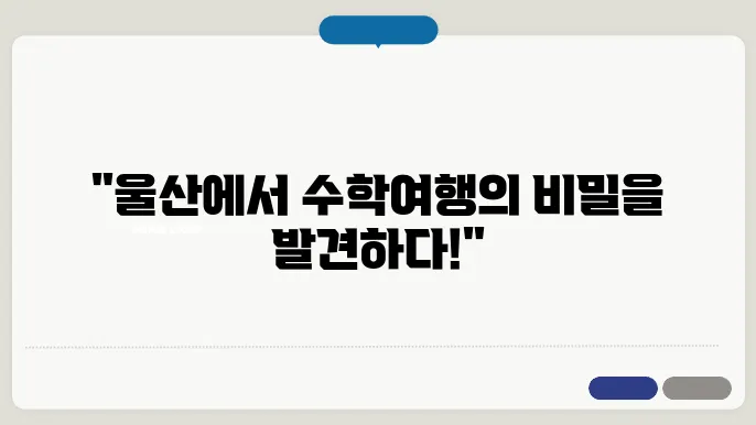 울산 수학여행 코스