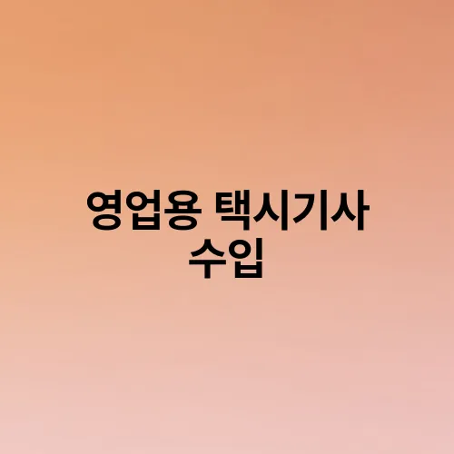 영업용 택시기사 수입