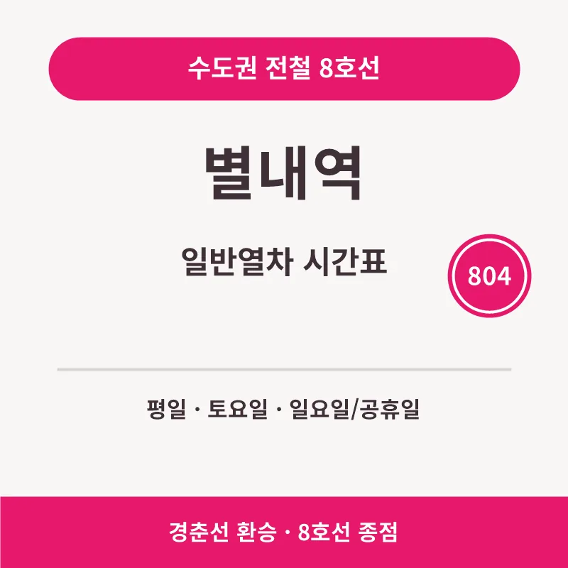 별내역 8호선 일반열차 시간표와 경춘선 환승 안내 썸네일