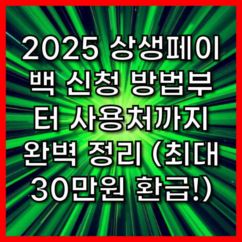 2025 상생페이백 신청 방법부터 사용처까지 완벽 정리 (최대 30만원 환급!)