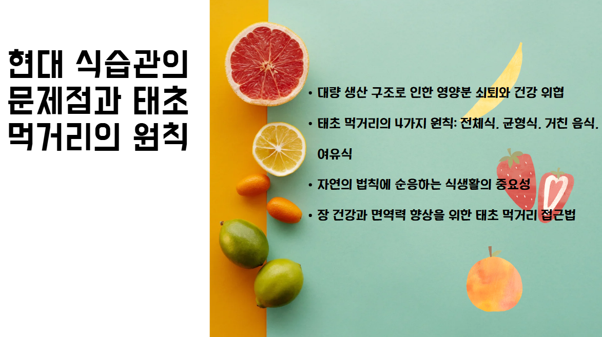 현대 식습관의 문제점과 태초 먹거리의 원칙