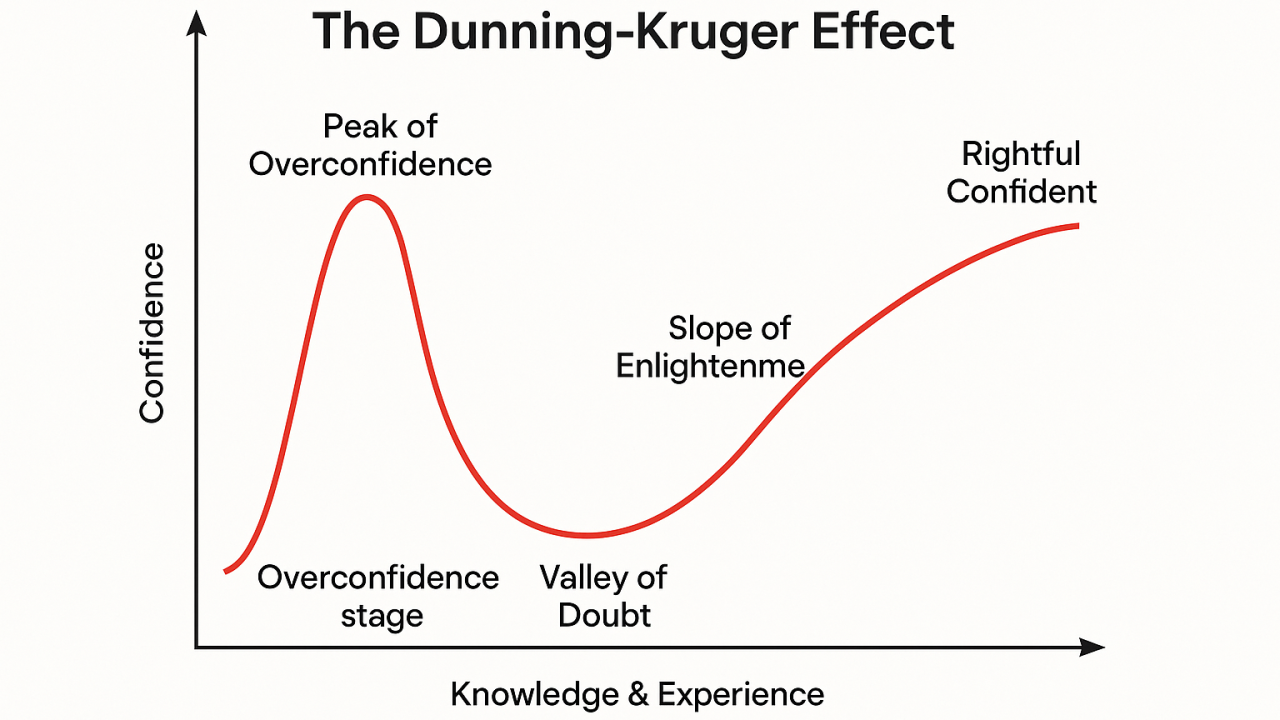 더닝크루거 효과 : 왜 모르는 사람이 더 확신에 차있을까?