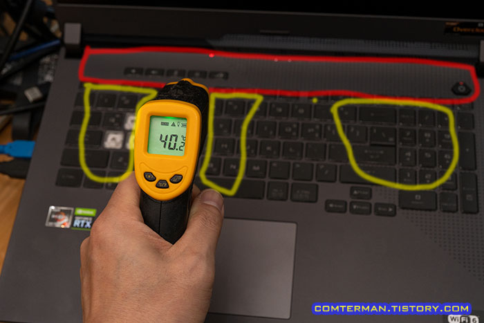 ROG Strix G17 상판, 키보드 온도
