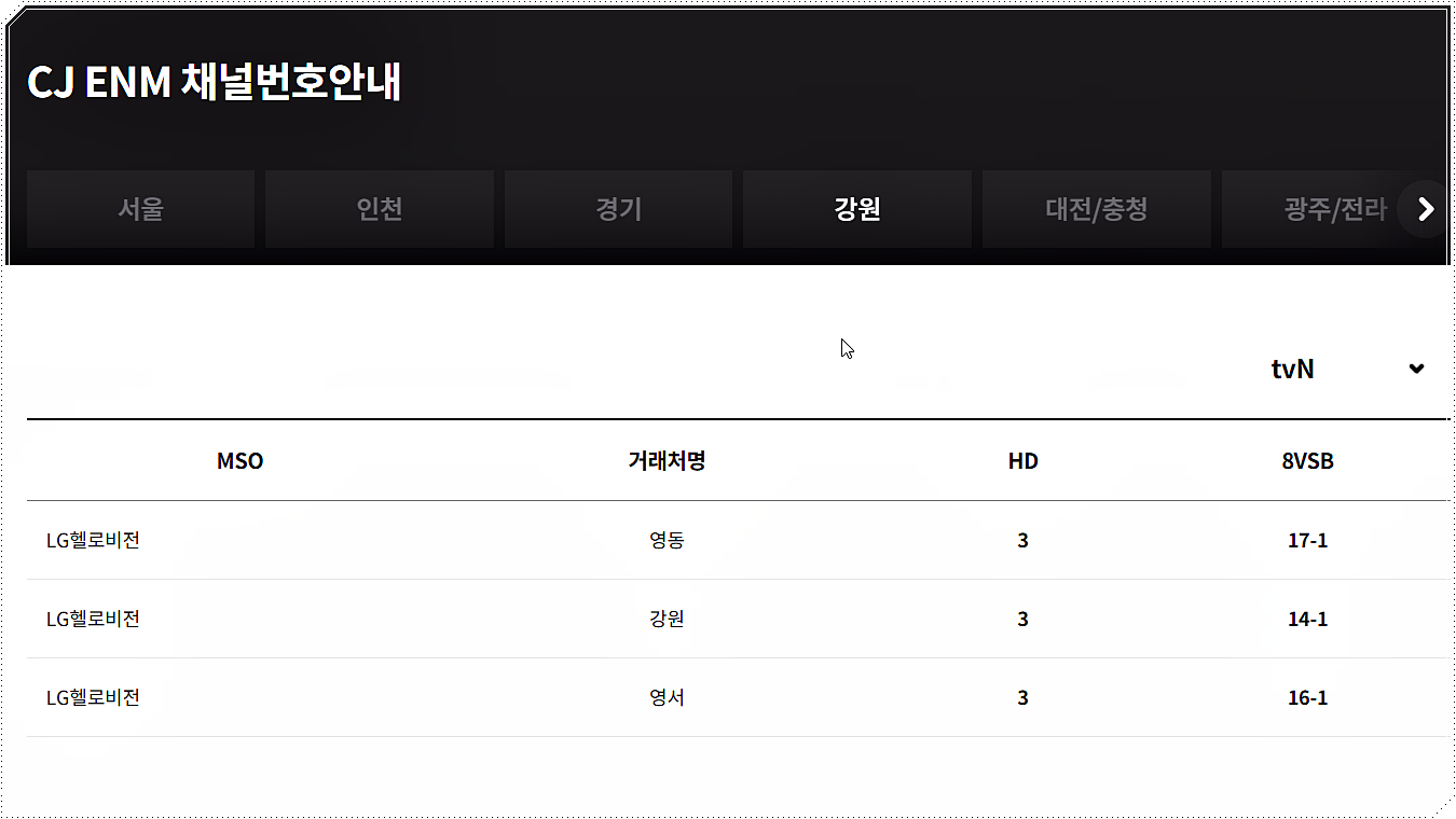 채널번호 조회하기