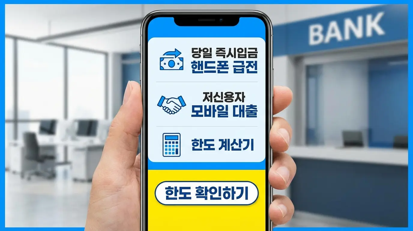당일 즉시 입금 핸드폰 급전 및 저신용자 모바일 대출 한도 계산