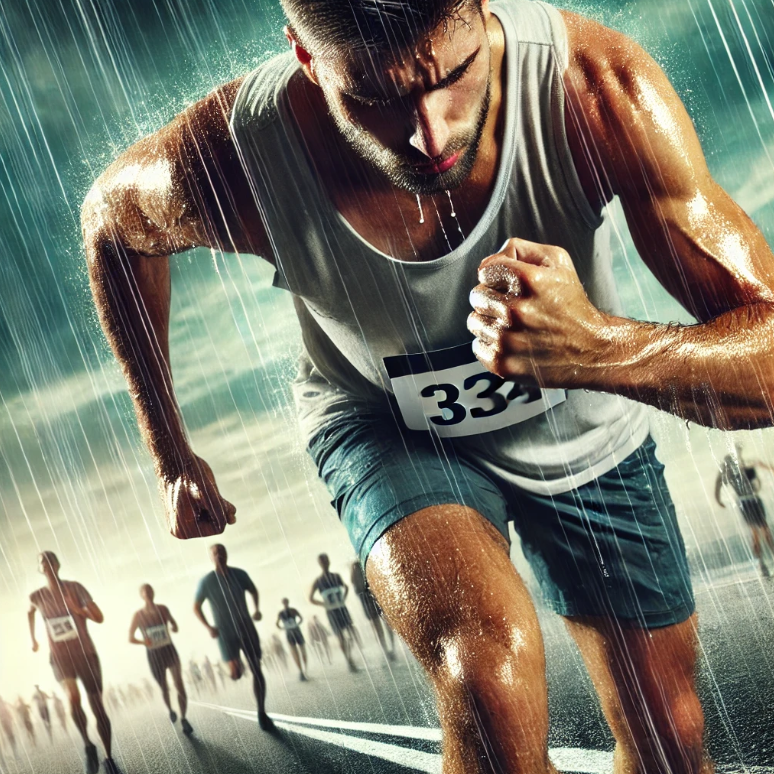 포기하지 않는 도전 정신을 표현하는 장면