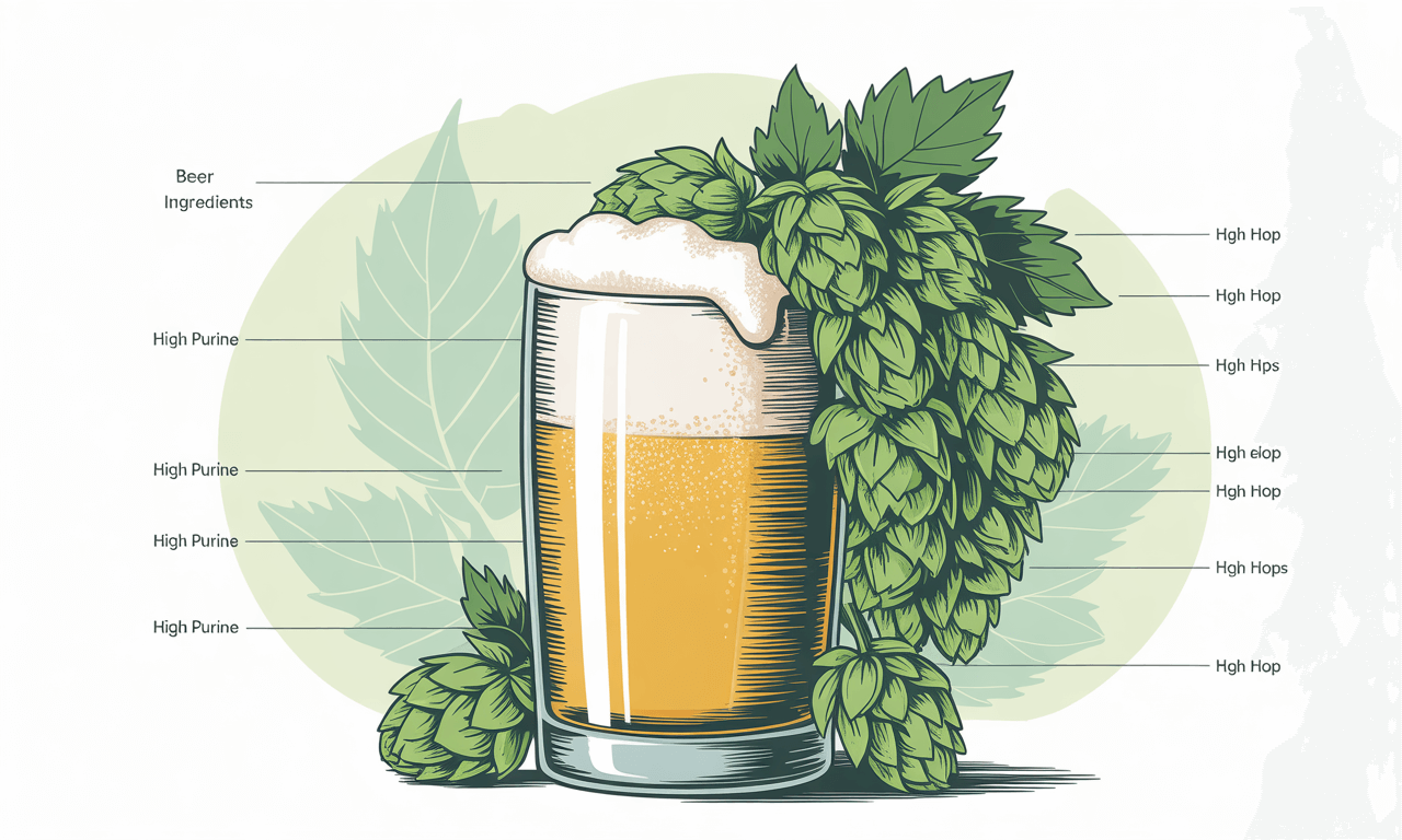 통풍과-맥주-관계-맥주-퓨린-함량많은것을-표현한-모습