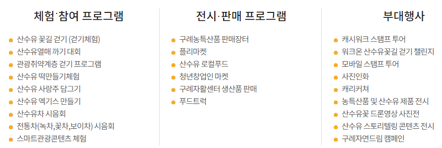 구례 산수유꽃축제 주요 프로그램