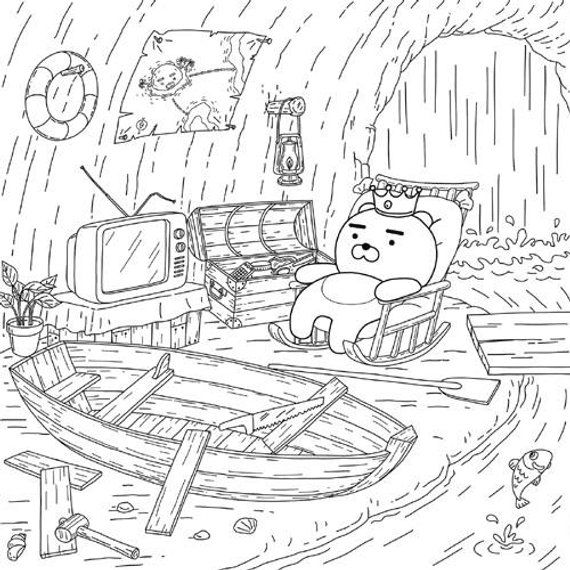 폭포안의-집-라이언-도안-다운로드(이미지출처: https://www.hazelstory.com)