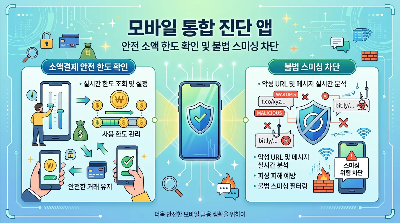 모바일 통합 진단 앱 안전 소액 한도 확인 및 불법 스미싱 차단