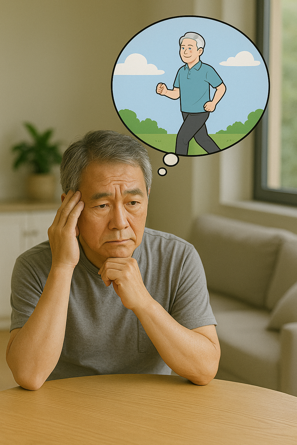 장수에 대한 고민을 하는 60대 남성