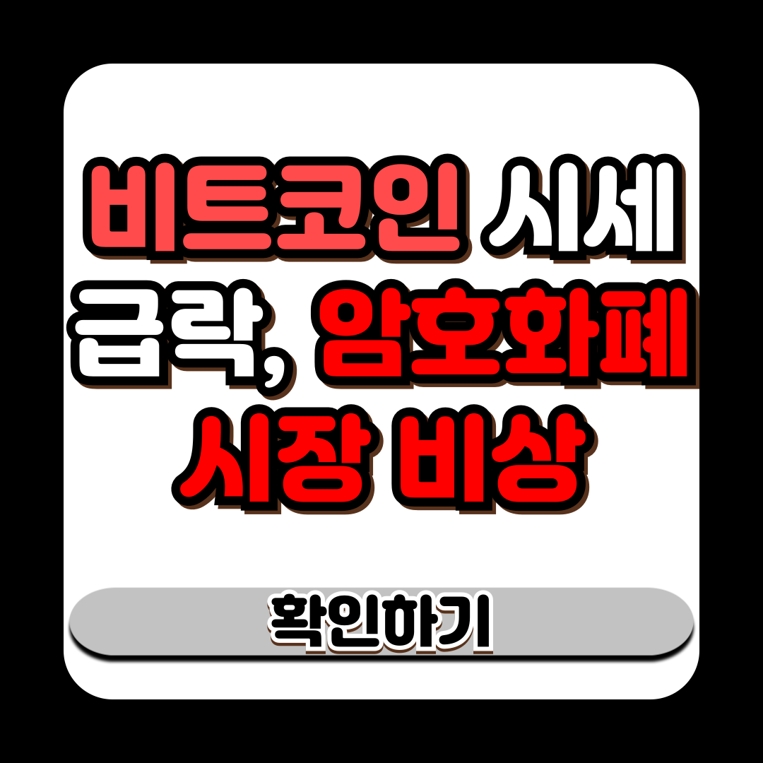 비트코인 시세 급락, 암호화폐 시장 비상