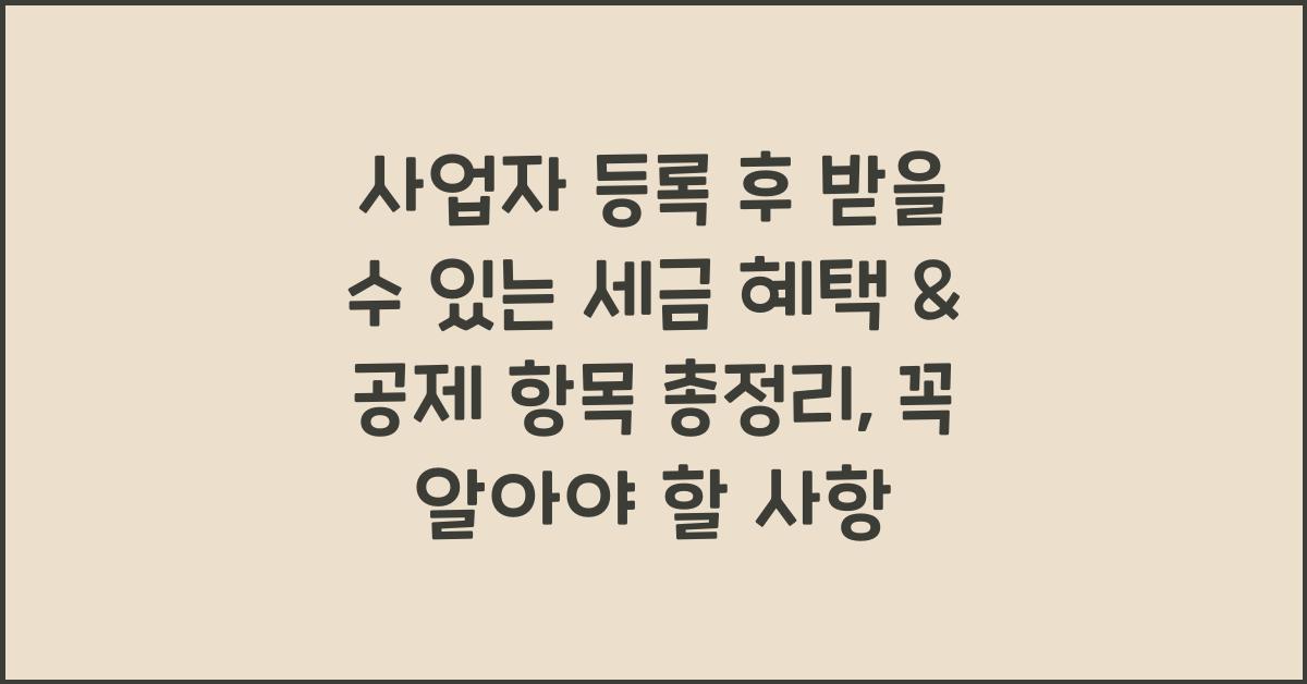 사업자 등록 후 받을 수 있는 세금 혜택 & 공제 항목 총정리