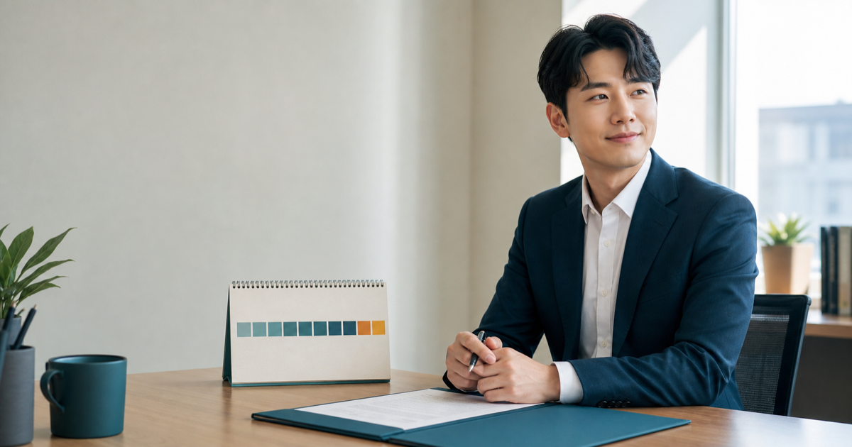 재취업한 사람이 근로계약서와 실업급여 잔여일수 달력을 확인하는 장면