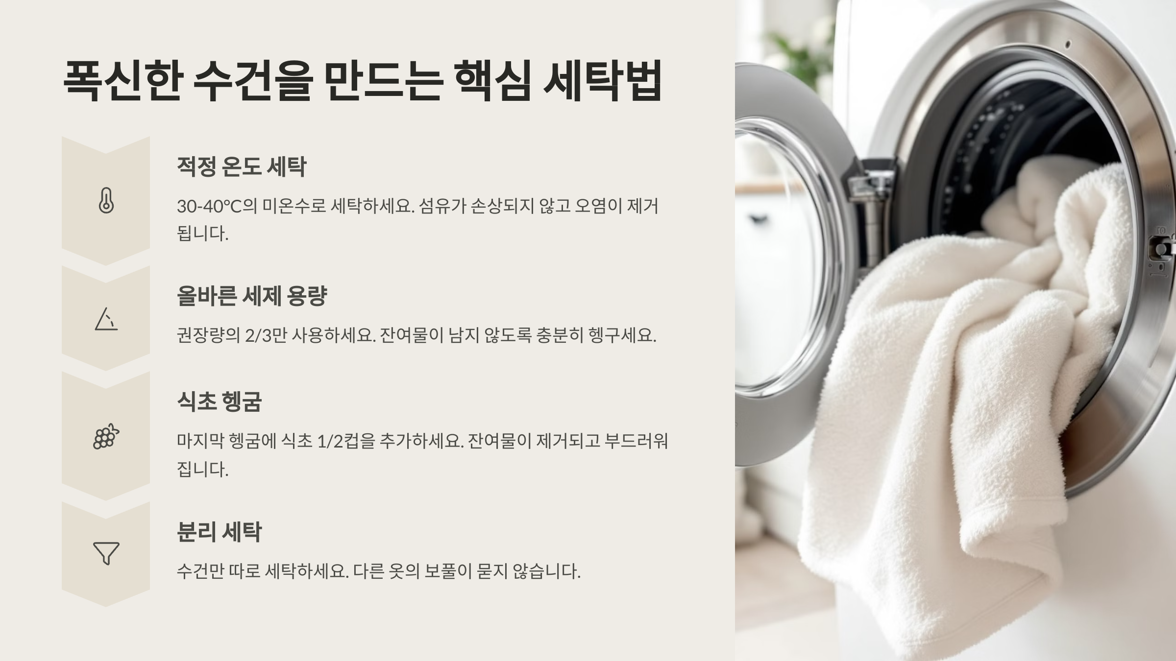 폭신한 수건 만드는 핵심 세탁법