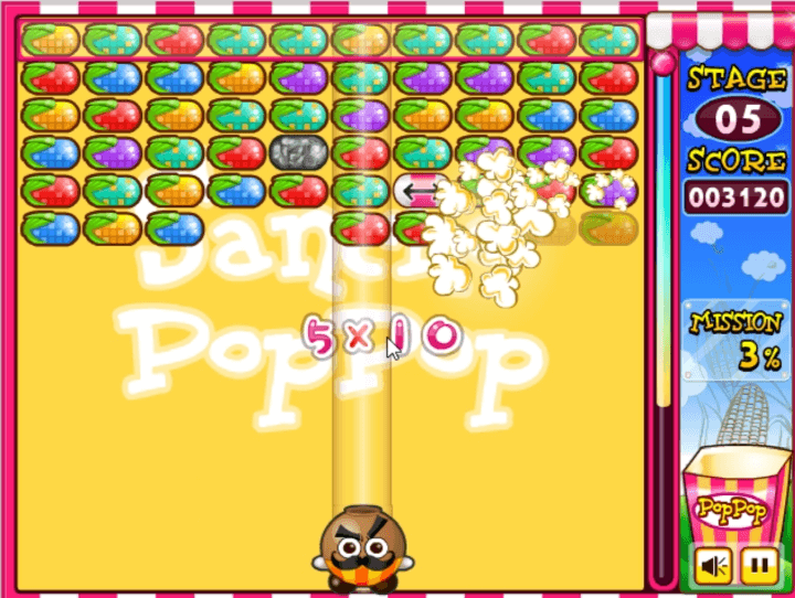 같은-색상의-옥수수-블록을-매치-시키고-제거하는-화면