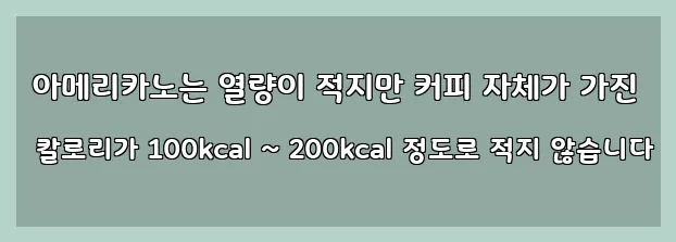  아메리카노는 열량이 적지만 커피 자체가 가진 칼로리가 100kcal ~ 200kcal 정도로 적지 않습니다