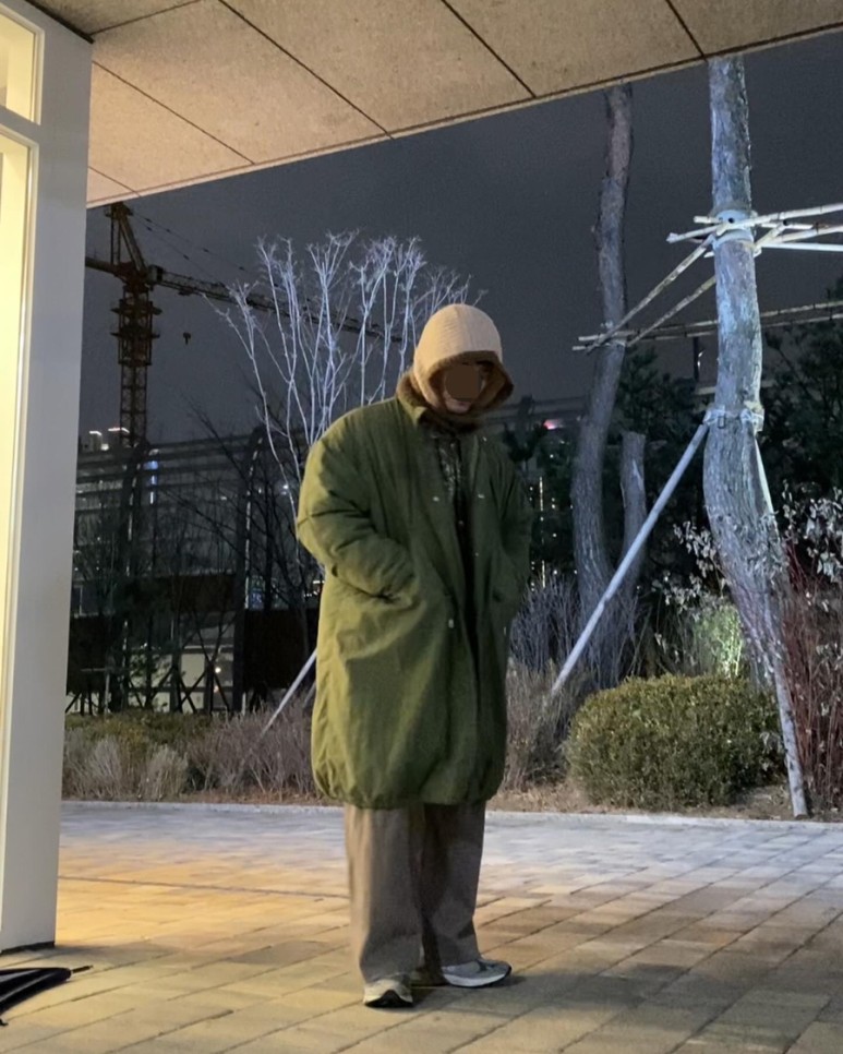 데일리룩(2024. 1. 20.)남자 바라클라바, 인더스트 개파카 M65 야상 피시테일 파카, 디스이스네버뎃 리얼트리 재킷, 무신사스탠다드 트레이닝팬츠, 뉴발란스 993그레이