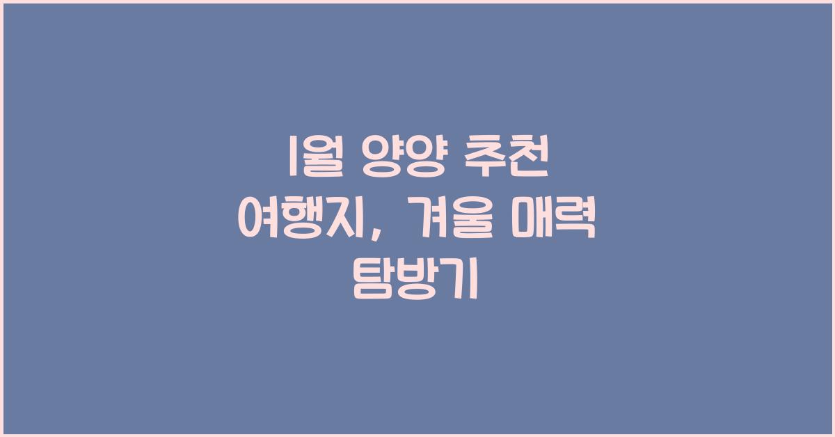 1월 양양 추천 여행지