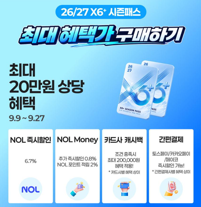 26/27 시즌 스키장 X6 시즌패스