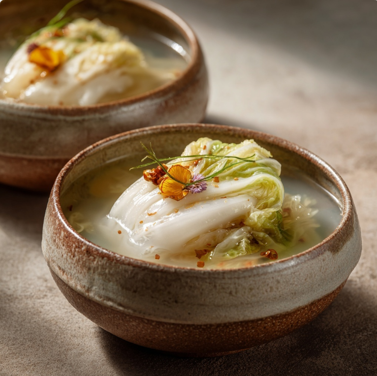 항아리에 담긴 백김치