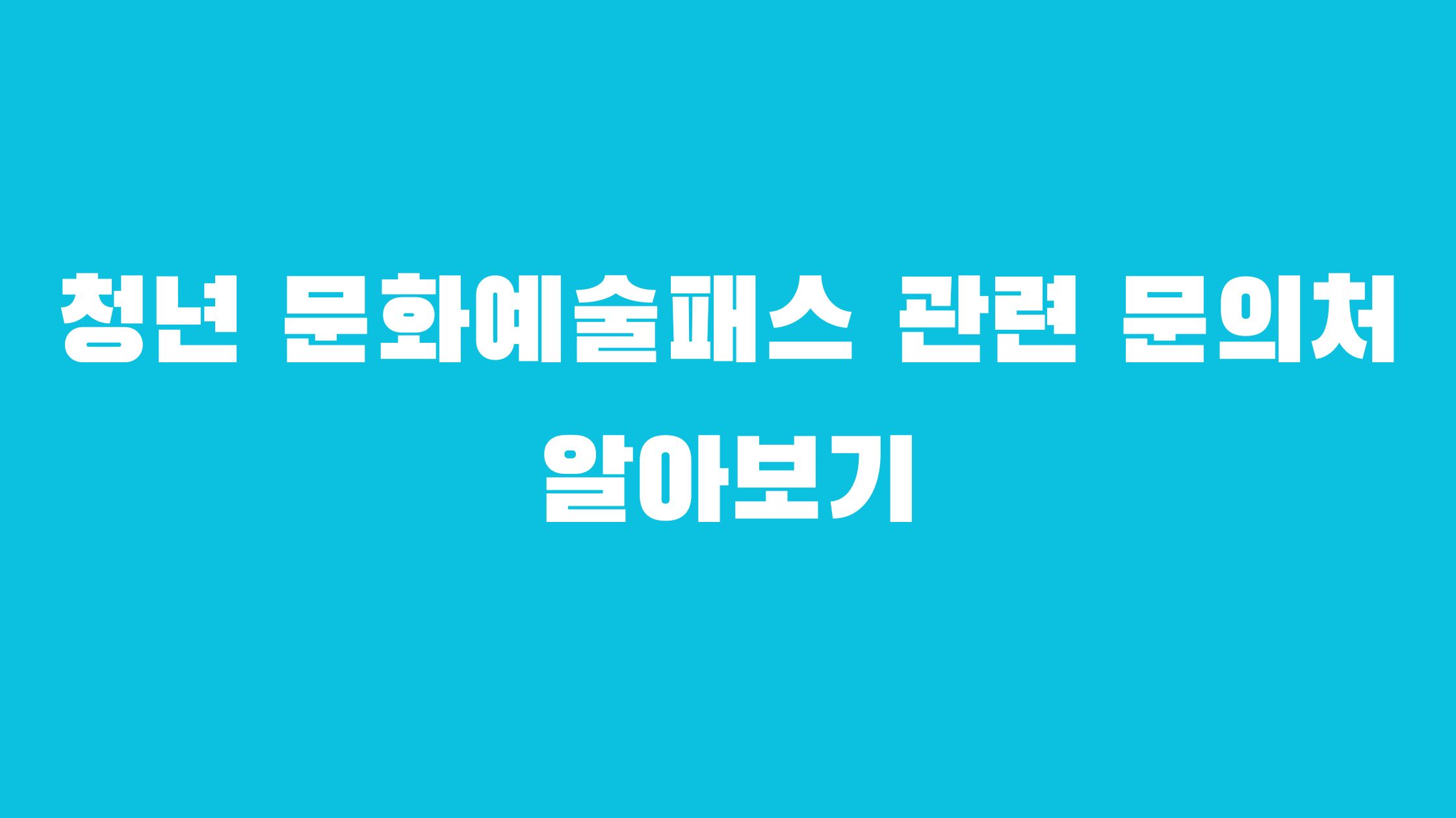 청년 문화예술패스 신청 방법