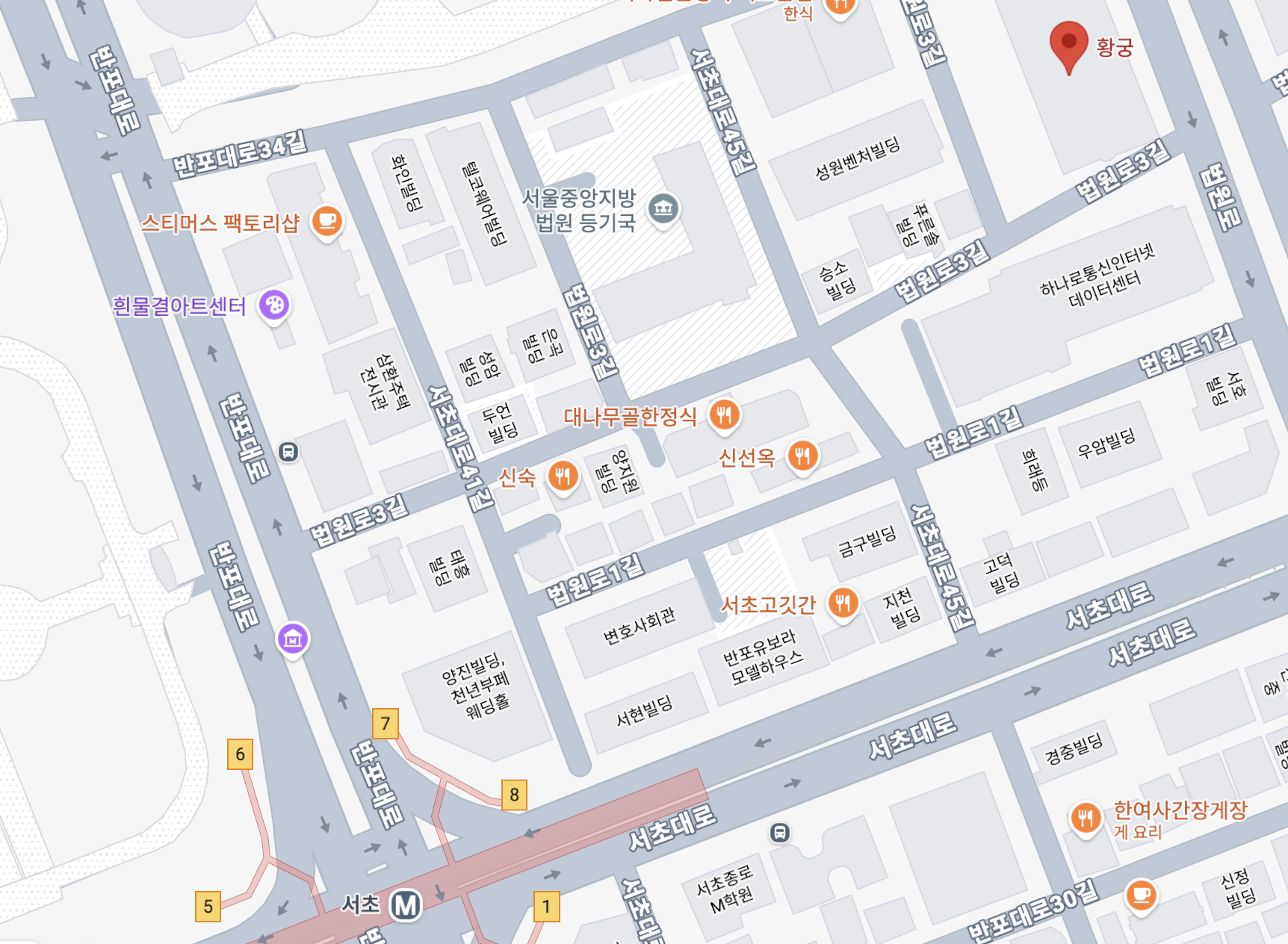 황궁 위치 지도 : 서초역 짜장면 맛집 베스트 3