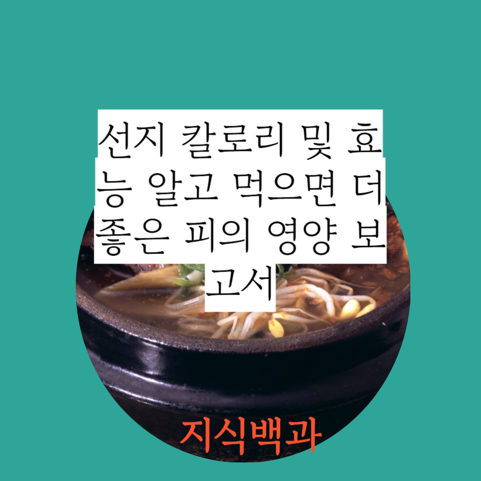 선지 칼로리 및 효능 알고 먹으면 더 좋은 피의 영양 보고서