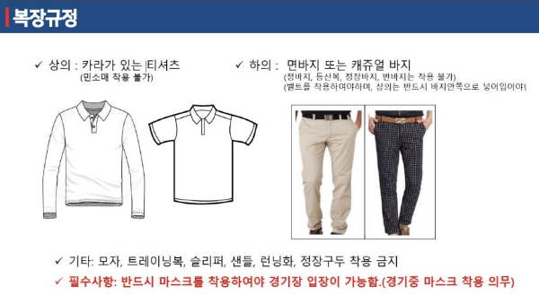 PBA 트라이아웃 대회 현황, 경기규칙, 복장 규정