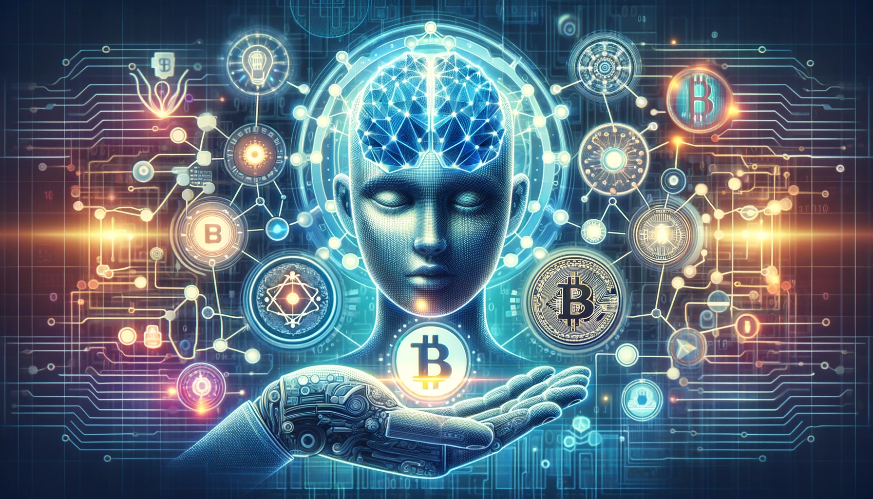 AI 테마 코인과 함께하는 블록체인 및 암호화폐의 미래를 나타내는 이미지입니다