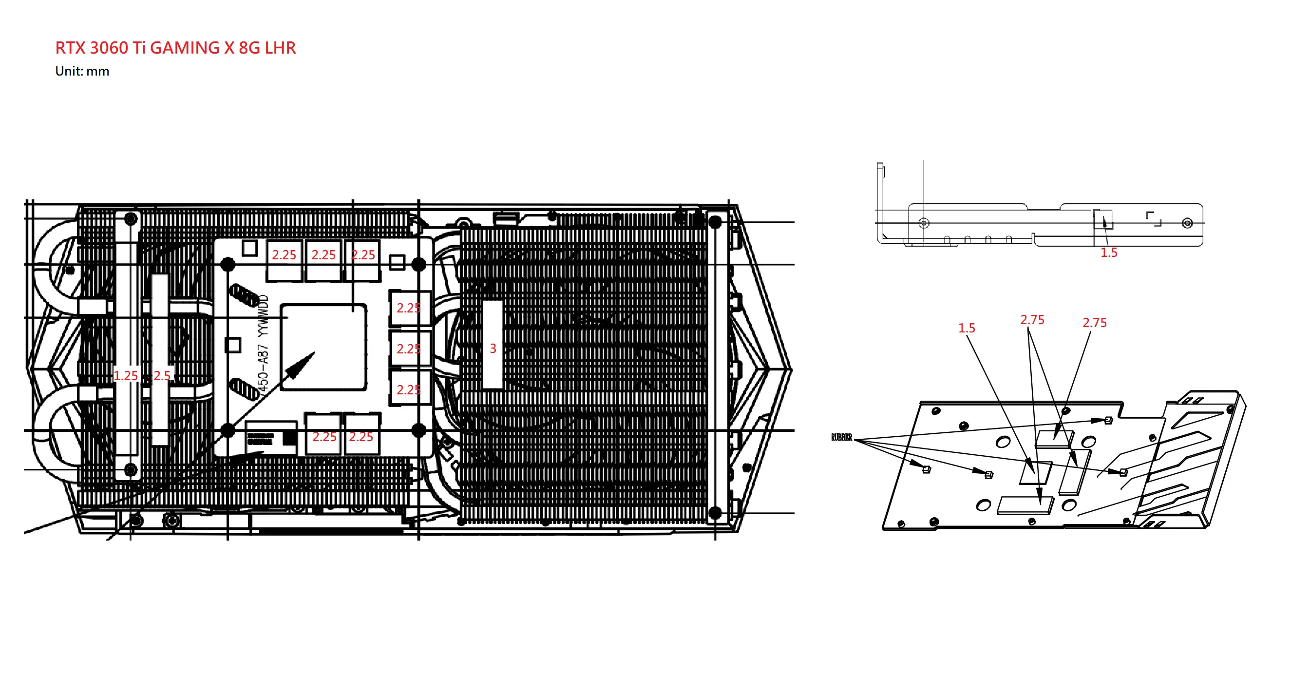MSI 3060ti GAMING X 써멀패드 두께 (출처 : msi 그래픽카드 포럼)