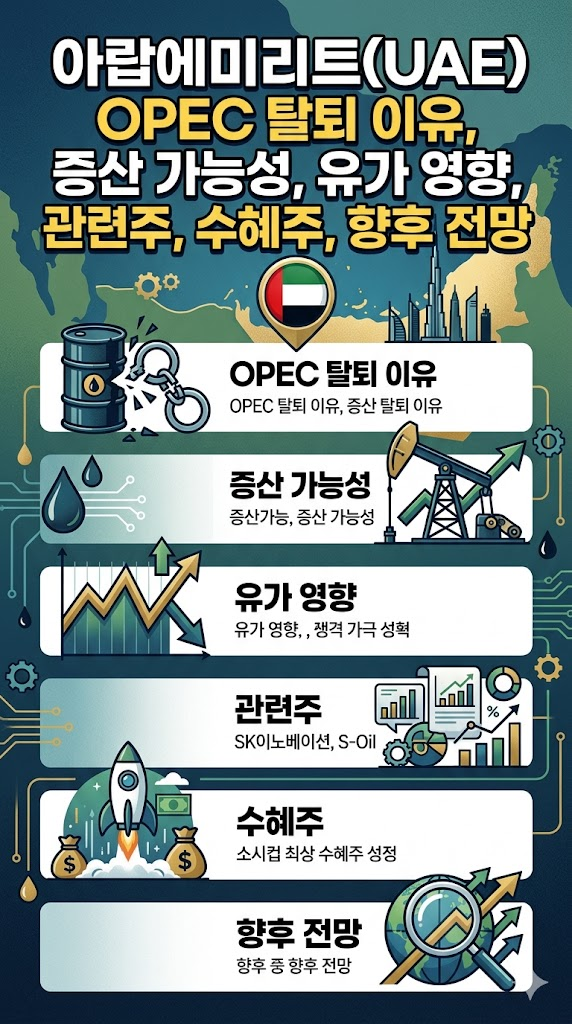 아랍에미리트(UAE) OPEC 탈퇴 이유, 증산 가능성, 유가 영향, 관련주, 수혜주, 향후 전망