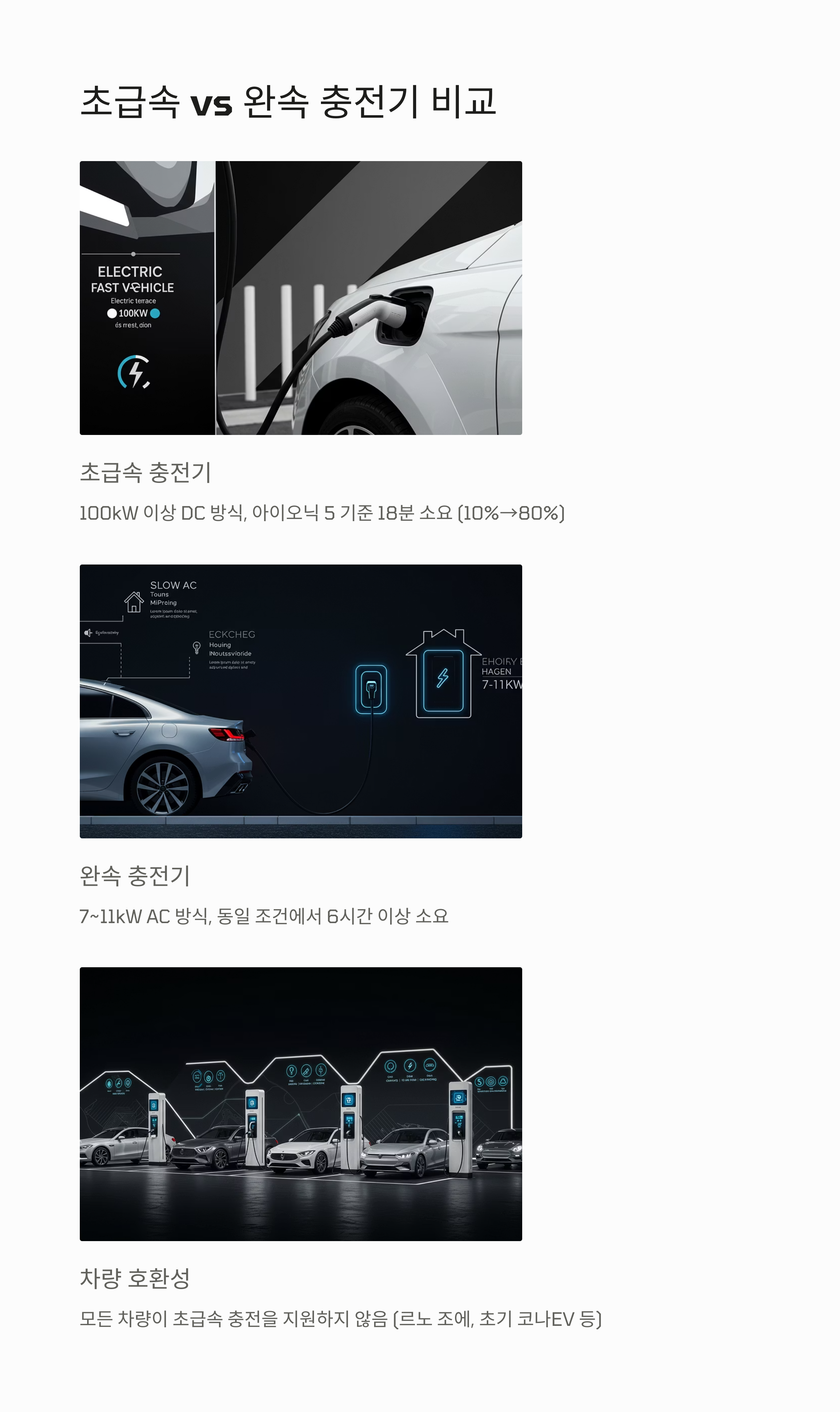 초급속 충전기와 완속 충전기 비교 이미지