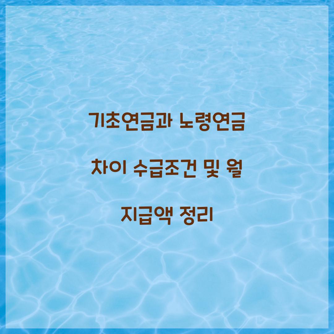 기초연금과 노령연금 차이