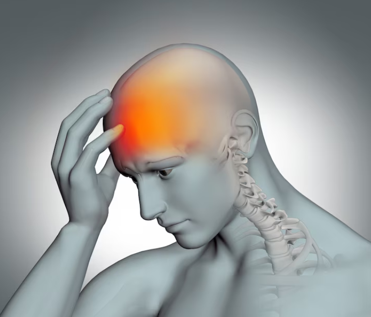 어지럼증을 느끼고 있는 사람을 표현한 인포그래픽 이미지