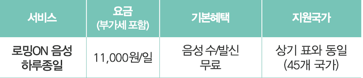 kt 해외로밍 가격