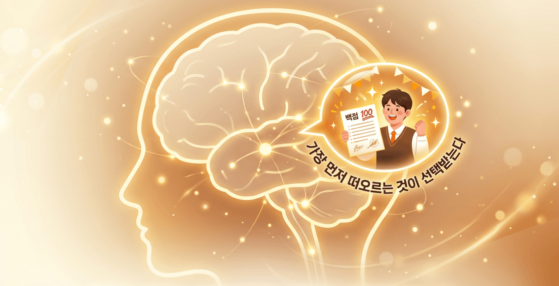 가용성 휴리스틱 뇌 개념 일러스트 &mdash; 예스라이팅 학원상담 설득심리학