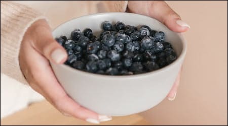 블루베리가 잔뜩 들어있는 그릇
