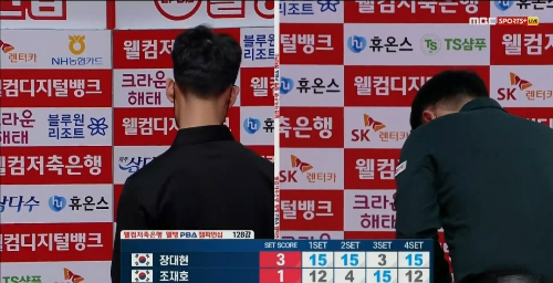 쿠션 프로당구대회, 웰뱅 PBA 챔피언십 128강에서 조재호 선수를 상대로 승리하고 64강에 진출한 장대현 선수