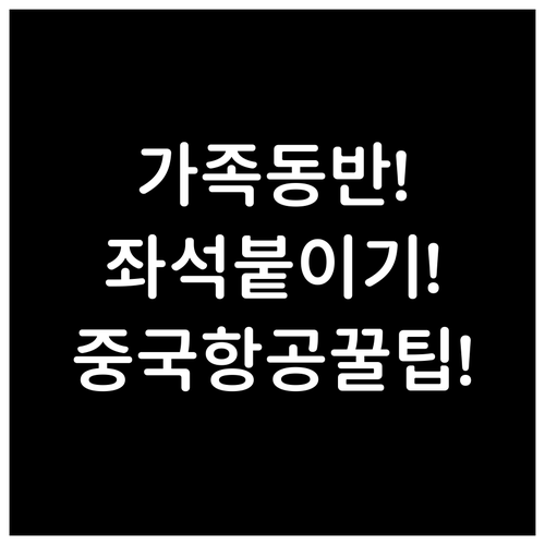 가족 동반 비행기 좌석 붙이기, 중국..
