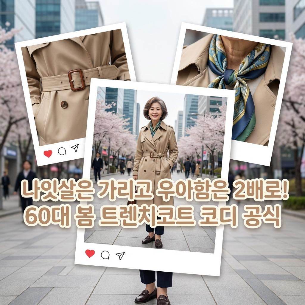 0대 여성 봄 필수템 중년 트렌치코트