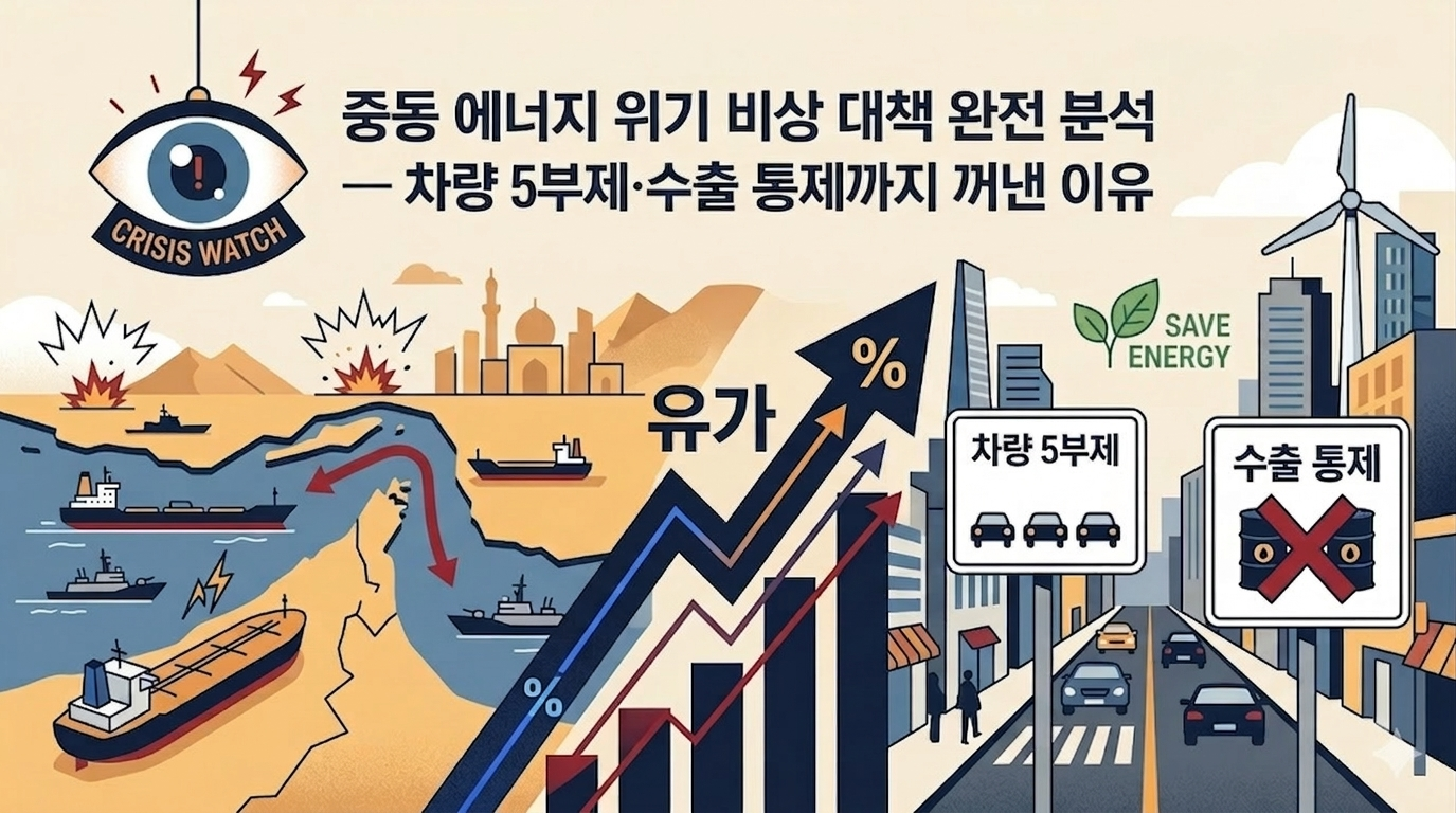중동 에너지 위기 비상 대책 완전 분석, 차량 5부제·수출 통제까지 꺼낸 이유